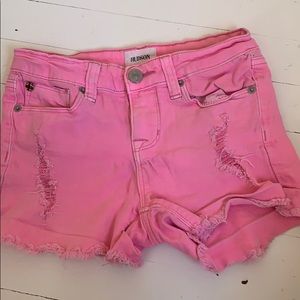 Pink girls hudson distressed jean shorts